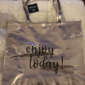 Metallic large tote bag